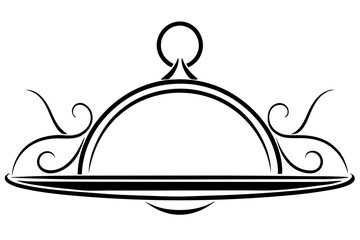 Elegant Line Art of Serving Tray – Hospitality Icon Vector

