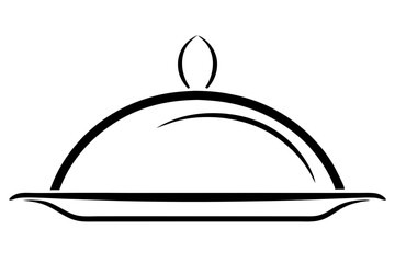 Elegant Line Art of Serving Tray – Hospitality Icon Vector

