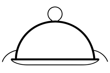 Elegant Line Art of Serving Tray – Hospitality Icon Vector

