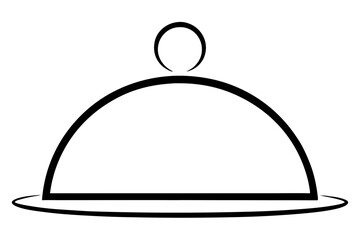 Elegant Line Art of Serving Tray – Hospitality Icon Vector

