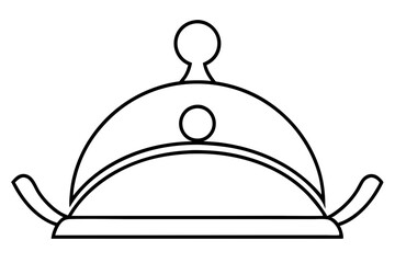 Elegant Line Art of Serving Tray – Hospitality Icon Vector

