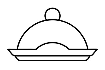 Elegant Line Art of Serving Tray – Hospitality Icon Vector

