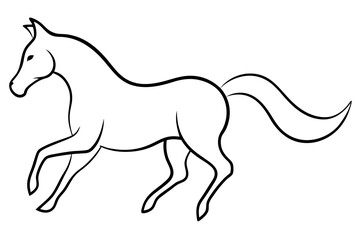 Elegant Running Horse Outline – Artistic Line Art Vector

