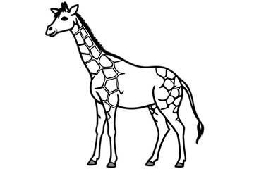 Elegant Fine Line Giraffe Vector | Safari Wildlife Outline Art

