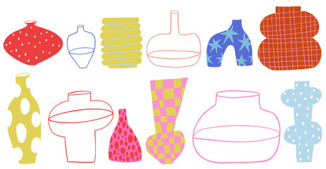 Set of modern ornate vases for flowers