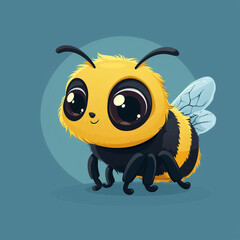 Naklejka premium Cute Cartoon Bee with Big Eyes