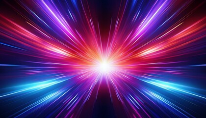 Fototapeta premium abstract vibrant energy bursts from a bright center radiating outwards in streaks of blue red and purple on a dark backdrop