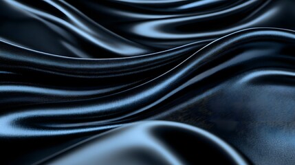 Fototapeta premium Smooth Black Satin Waves Creating Elegant Textures and Patterns