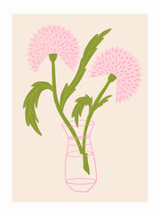 Colorful bouquet of dandelion flowers in vase