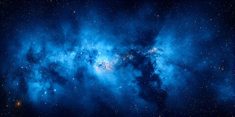 Obraz premium stunning blue galaxy scene with swirling stars and nebulae creates mesmerizing cosmic view
