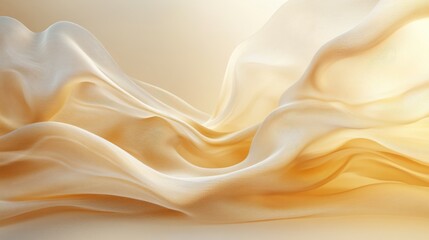 Obraz premium Flowing golden and white fabric creates soft curved shapes and light