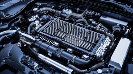 Fototapeta premium Detailed Auto Radiator System with Coolant Flow