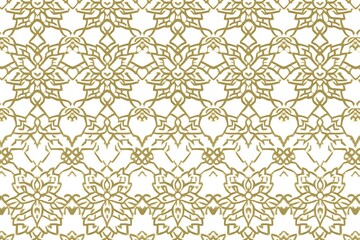 Luxe gilded symmetrical ornament pattern on a white background