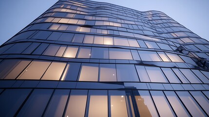 Fototapeta premium Close-up image of a modern high-tech office building showcasing innovative architecture.