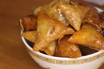 Moroccan Briwat or Briouat Close Up, Traditional Sweet Pastry