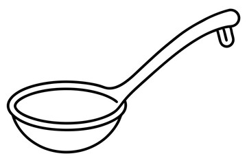 Minimalist Soup Ladle Outline Vector &ndash; Comfort Food Kitchen Icon

