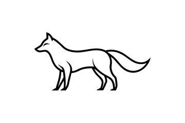 Obraz premium Minimalist Wolf Silhouette Vector – Fine Line Animal Art Illustration