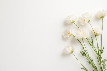 Obraz premium delicate bouquet of spring flowers gently rests on pristine white surface capturing essence of mother day with soft