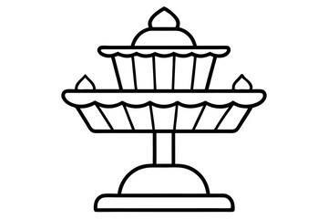Minimal Cupcake Stand Line Drawing Vector for Dessert and Bakery Design


