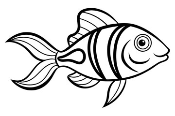 "Stylized Fish Flowing Line Art for Aquatic Theme Illustration"

