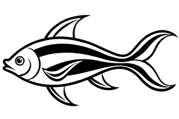 "Stylized Fish Flowing Line Art for Aquatic Theme Illustration"

