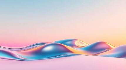 3D fluid metallic waves in a surreal landscape