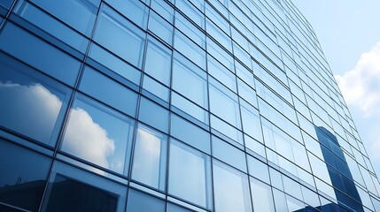 High-resolution close-up of a corporate skyscraper showcasing modern architecture and design.