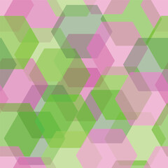 seamless vector pattern overlapping translucent hexagons pink and green fabric textile scrapbook