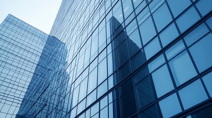 Close-up shot of a corporate skyscraper showcasing modern architecture and design.