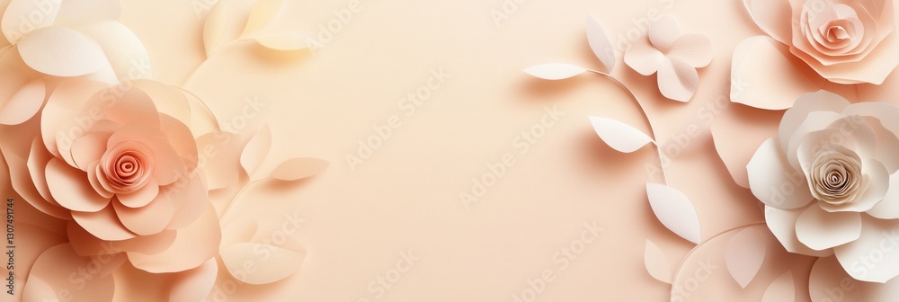 Leinwandbilder delicate pastel paper art background with elegant flowers and smooth layers for exquisite design pro