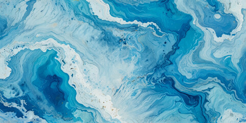 Blue ocean wave background. Blue and white water ocean background. Wavy line background. Hand drawn watercolour ocean background. Vector illustration. © Vactor Viky