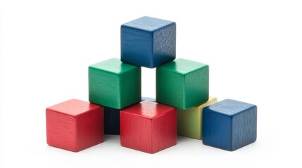 Obraz premium Colorful Wooden Block Pyramid - Minimalist Stock Photo