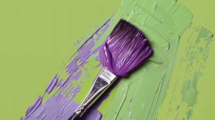 A splash of vibrant purple paint spreading across a neon green surface.