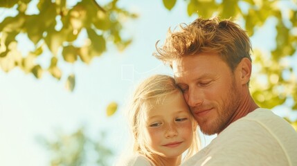 Fototapeta premium capture candid moment between siblings sharing quiet intimate hug in serene natural setting