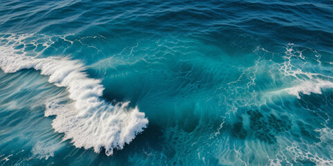 Top view on blue and white ocean wave background. Water  ocean wave white and soft blue aqua, teal and marble texture. © Vactor Viky