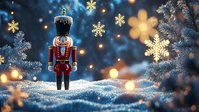 Nutcracker in Winter Wonderland: A Festive Christmas Scene
