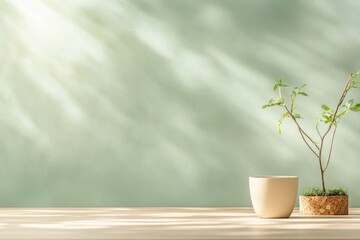 close-up of minimalist table setting with eco-friendly decor