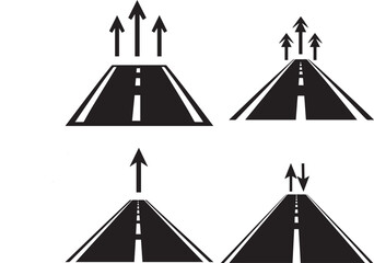 Road with Arrows showing path silhouette vector