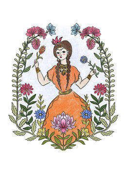 Woman vegetal frame