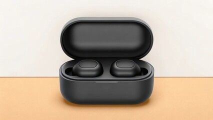 a close-up of black wireless earbuds inside their charging case 