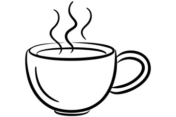 Obraz premium Coffee Mug Line Art | Stylized Vector Cup with Steam Illustration
