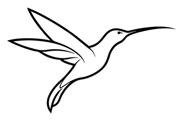 Obraz premium Stylized Hummingbird Line Drawing – Minimalist Bird in Flight Vector