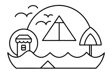 Stylized Travel and Lifestyle Outline Icon Set in SVG

