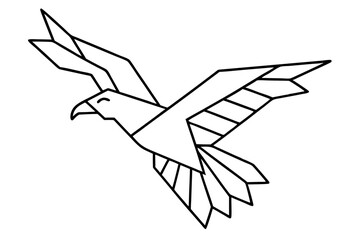 "Geometric Eagle Outline Vector - Stylized Soaring Bird Illustration"

