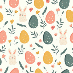 Easter Festive Pattern: Vibrant Eggs and Flowers