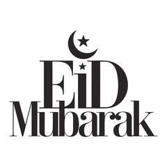 Vector illustration of The Unique Design Text Typography Eid Mubarak With White Background