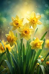 Fototapeta premium Vibrant Yellow Daffodils – Ethereal Floral Artwork