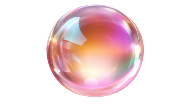 3D iridescent bubble sphere featuring a grading isolated on white background