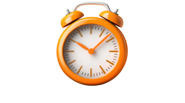 3D orange stopwatch icon with detailed button isolated on white background