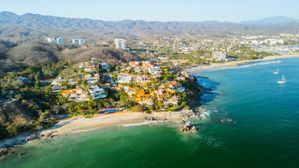Beaches of Clear Water in La Cruz de Huanacaxtle, Nayarit. Mexican Pacific Ocean Coastline
